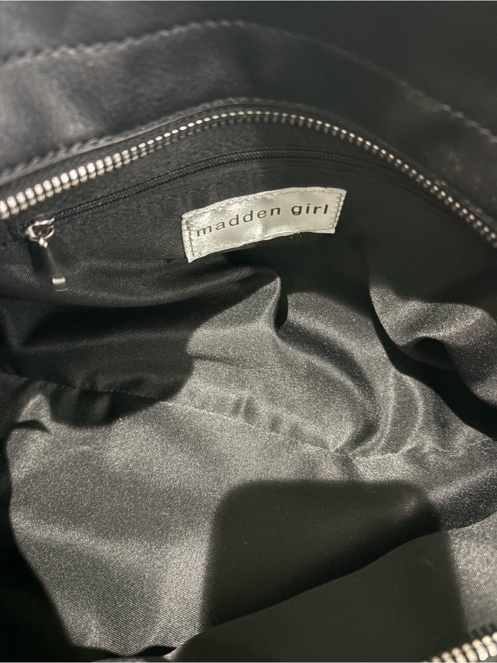 Madden Girl Black Satchel with Silver Chain Accent - Picture 4 of 10